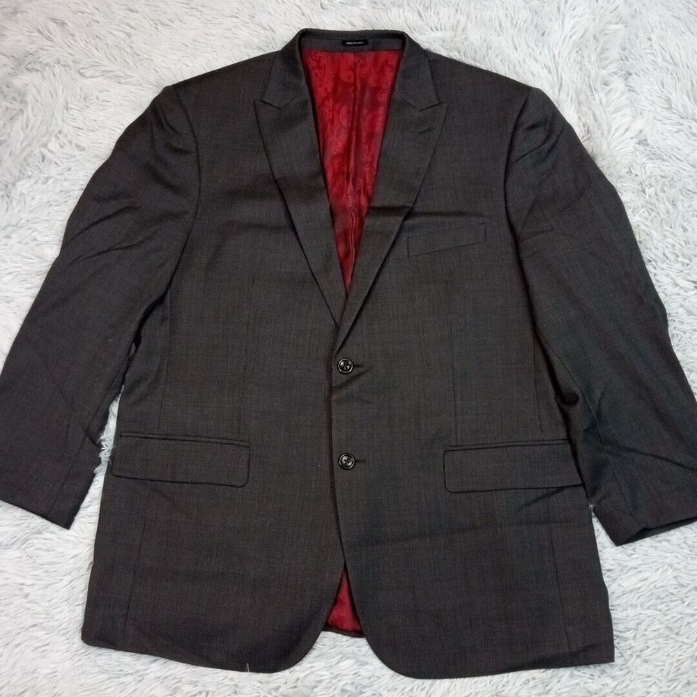 Vintage Joseph Abboud Jacket Mens 44R Gray Wool Elbow Patches Career Preppy